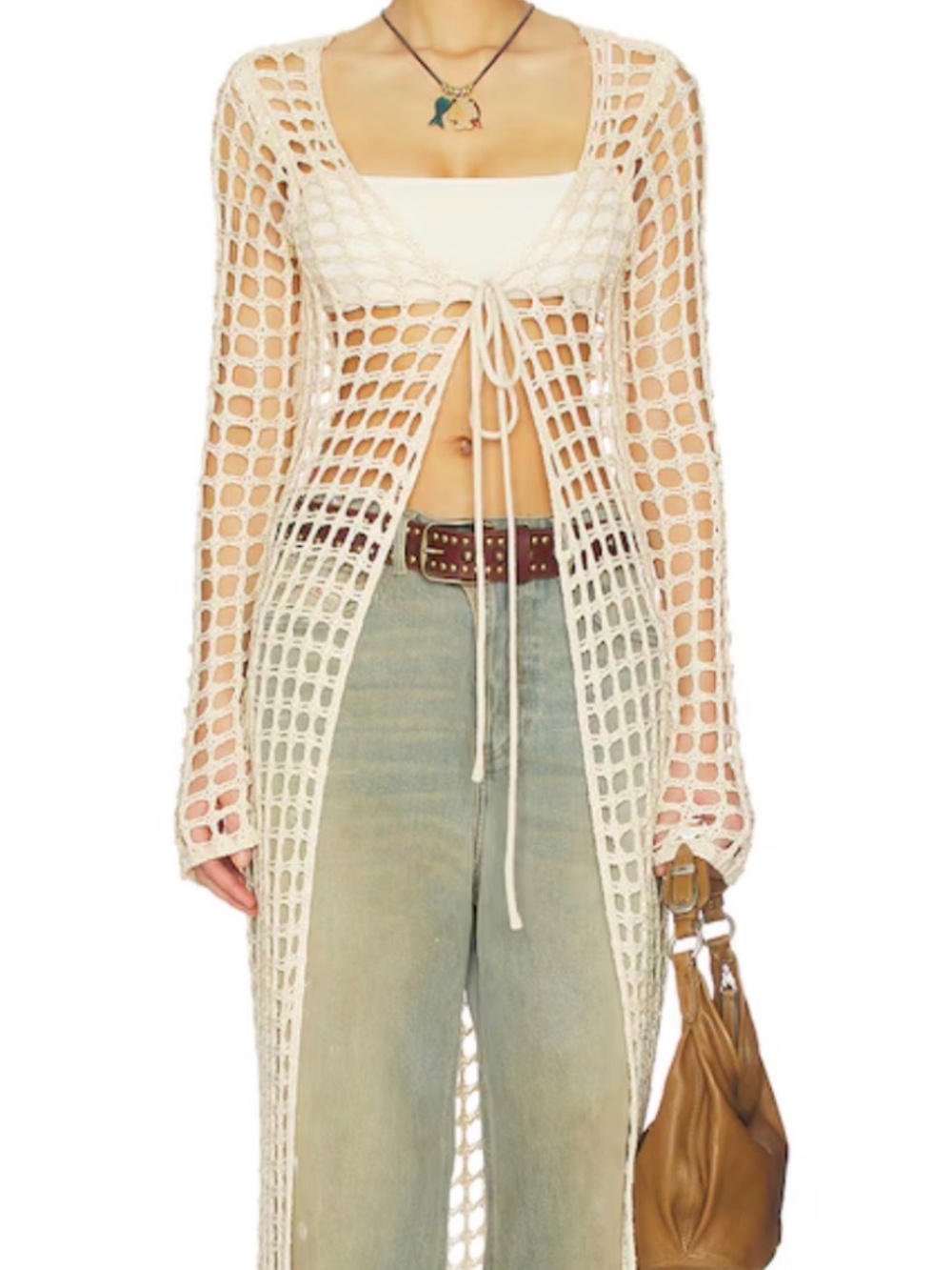 More To Come Women's Cream and White Cardigan